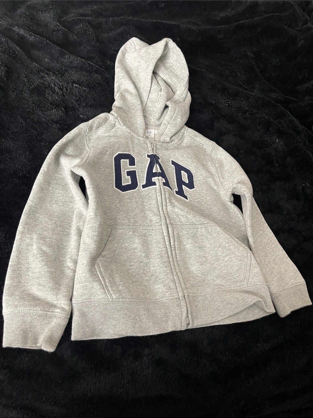 GAP Kids Heather Gray Hoodie with Navy Logo